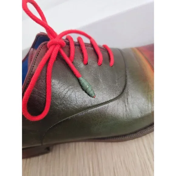 Paul Parkman Cap toe Multicolor Burnish Leather Oxford Dress Shoes 43 9.5 10 - Picture 11 of 12